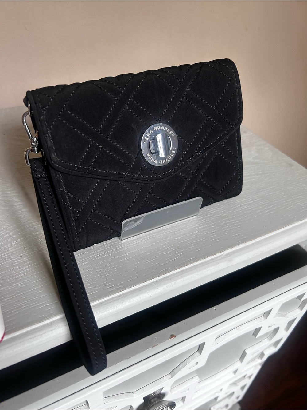 Vera Bradley Black Quilted Wristlet Wallet, NEW